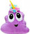 Purple Poo-Nicorn Emoji Pillow, The Poo Emoji with a Unicorn Horn and Rainbow Hair