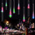 Adecorty Falling Rain Lights Meteor Shower Lights Christmas Lights 30cm 8 Tube 144 LEDs, Falling Rain Drop Icicle String Lights for Christmas Trees Halloween Decoration Holiday Wedding (Multi Color)