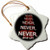 3dRose ORN_172015_1 Winston Churchill Motivational Quote. Never, Never, Never, Give Up. Snowflake Ornament, Porcelain, 3-Inch