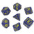 Q Workshop Galactic Navy & Yellow RPG Ornamented Dice Set 7 Polyhedral Pieces