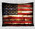Ambesonne American Flag Tapestry, Us Over Old Rusty Tones Weathered Vintage Social Plank Artwork, Wide Wall Hanging for Bedroom Living Room Dorm, 80" X 60", Red Blue