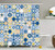 Ambesonne Yellow and Blue Shower Curtain, Mosaic Portuguese Azulejo Mediterranean Effect, Cloth Fabric Bathroom Decor Set with Hooks, 70" Long, Mustard White
