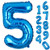 Big Number 5 Balloons Blue Mylar Foil Helium Balloons Birthday Party Decorations for Anniversary 5th Birthday Party