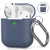 AHASTYLE AirPods Case [Front LED Visible] Silicone Compatible with Apple AirPods 2 (2019)(with Carabiner, Navy Blue)