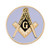 Square & Compass Round White & Gold Masonic Auto Emblem - 3" Diameter