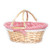 MEIEM Wicker Basket Gift Baskets Empty Oval Willow Woven Picnic Basket Cheap Easter Candy Basket Storage Wine Basket with Handle Egg Gathering Wedding Basket?Pink?