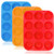 12-Cup Silicone Muffin & Cupcake Baking Pan, YuCool 3 Pack Silicone Molds for Muffin Tins, Cakes, Non-stick Mould (Orange, Red, Blue)