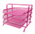 EasyPAG 3 Tier Mesh Desk Organizer Tray File Holder,Pink
