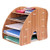 PENGKE File Sorter Organizer 5 Slots, Sector Design Mail Letter Document Magazine File Folder Holder, Office Desktop Organizer (Brown)