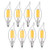 OMAYKEY 4W LED Candelabra Bulb 40W Equivalent 2700K Warm White, E12 Base Chandelier LED Filament Light Bulbs, Vintage Edison Style CA11 Clear Glass Candle Flame Shape, Non-dimmable, Pack of 8