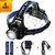 WasaFire Headlamp, 2000 Lumen Zoomable LED Work Headlight, 4 Modes Rechargeable LED Headlight Flashlight, Waterproof Adjustable Head Torch, Perfect for Running, Walking(The Dog), Camping, Reading