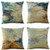 WOMHOPE 4 Pcs - 18" Vintage Style Cotton Linen Square Throw Pillow Case Decorative Cushion Cover Pillowcase Cushion Case for Sofa,Bed,Chair,Auto Seat (Blue Painting)