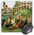 3dRose LLC 8 x 8 x 0.25 Inches Mouse Pad, Vintage Digital Oil Painting Roosters Gather At The Farm (mp_104625_1)