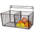 MyGift Brown Metal Wire Wall-Mounted 2-Compartment Storage Basket