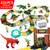 Meland Dinosaur Race Track Car Toy Set - 192pcs Flexible Trains Tracks Playset Gifts for 3 4 5 6 7 8 Year Old Boys with 4 Dinosaurs, 2 Race Cars