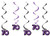 Creative Converting 5-Count Dizzy Dangler Hanging 70th Birthday Streamers, Black/Purple - 031192