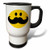 3dRose"Yellow Smiley Face with Big Black Mustache Funny Moustache Fun Hipster Fancy Gentleman Cartoon" Travel Mug, 14 oz, Multicolor