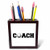 3dRose Coach, Black Letters with Golf Ball on White Background Tile Pen Holder, 5" (ph_192408_1), 5"