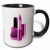 3dRose 159025_4 An An Illustration Of Purple Nail Polish And A Lipstick Mug, 11 oz, Black