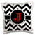 3D Rose Black and White Chevron Monogram red Initial J Pillow Case 16" x 16"