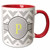 3dRose 222104_5""Grey and white chevron with yellow monogram initial P" Ceramic Mug 11 oz Red