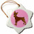 3dRose orn_40909_1 Cute Doberman Pinscher Red Coat-Cartoon Dog-Pink with Pawprints-Snowflake Ornament, Porcelain, 3-Inch