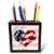 3dRose ph_12149_1 American Flag Heart Tile Pen Holder, 5-Inch