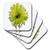 3dRose CST_62383_4 Lime Green N Yellow on White Ceramic Tile Coasters, Set of 8