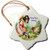 3dRose ORN_42962_1 Feeding Baby Chicks and Rooster Snowflake Porcelain Ornament, 3-Inch