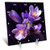 3dRose LLC Purple Flowers 6 by 6-Inch Desk Clock