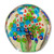 WHW Whole House Worlds Naturally Modern Blue Millefleurs Paperweight, Handcrafted, Art Glass, Round Drop Shape, 3 1/2 L x 2 W x 3 1/2 H Inches, Flat Bottom