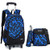 Meetbelify 3Pcs Rolling Backpack Boys Girls Trolley School Bags with Lunch Bag&Pencil Case,2 Wheels,Blue