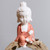 Leopard White Ceramic Little Cute Buddha Statue Decoration Buddha Buddhist Monk Figurine (Red)