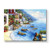 Abstract Seaside City Wall Art: Coastal Town Hand Painted Artwork Painting on Canvas for Bedroom (24'' x 18'' x 1 Panel)