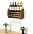 SODUKU Wall Mounted Wooden Wine Rack 5 Wine Bottles and 4 Stem Glasses Holder Wine Cork Storage Rack