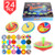 PROLOSO Light Up Spinning Tops LED Hand Spin Toys with Colorful DIY Stickers Stocking Stuffers Party Bulk Pack of 24