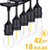 syntrific 48FT LED String Lights Weatherproof Shatterproof 15 E26 Sockets 18 x 1W S14 Bulbs (3 Spares) Edison LED String Lights Perfect for Patio Cafe Wedding Party Decoration UL Listed (48Ft)