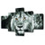 SwmArt 5 Piece Black And White Gray Lion Head Portrait Wall Art Painting Pictures Print On Canvas Animal The Picture For Home Modern Decoration(50"W x 28"H, Framed)