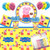 Peppa Pig Party Supplies Pack Serves 16: Dinner Plates Luncheon Napkins Cups Table Cover with Birthday Candles and Balloons (Bundle for 16)