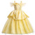 Little Girls Princess Belle Costume Off Shoulder Layered Dress up (5-6T) Yellow
