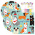 Dog Party Birthday Party Pack  Includes 7 Paper Plates & Beverage Napkins Plus 24 Birthday Candles  Serves 16