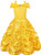 Belle Princess Layered Costumes Girls Cosplay Party Dress up Shoulder Outfits Yellow,120 4-5 Years