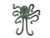 Hampton Nautical  Antique Cast Iron Decorative Wall Mounted Octopus Hook, 7", Bronze