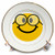3dRose cp_113100_1 Geeky Smiley Face Cute Geek Happy Nerd Yellow Smilie with Glasses Smiling Studious Cartoon Smile-Porcelain Plate, 8-Inch