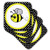 3dRose cst_57078_1 Cute Yellow Bumble Bee on Black and White Polka Dots-Soft Coasters, Set of 4