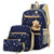 Adanina Preppy Style 3Pcs Elementary School Bag Canvas Casual Book Bags