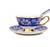 Haoyajia European Style Bone China Coffee Mug Afternoon Tea Coffee Cup With Saucer Ceramic Teasets For Gift Hand-Painted Flower Elegant Blue and White Porcelain Spoon