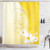 Ambesonne Yellow Decor Collection, Swirling Curving Chamomile Flowers with Flying Butterflies Nature Style Summer Decor , Polyester Fabric Bathroom Shower Curtain Set with Hooks, Yellow White