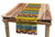 Lunarable Tribal Table Runner, Peruvian Folkloric Design Circular Triangular Shapes Ornaments, Dining Room Kitchen Rectangular Runner, 16" X 90", Blue Yellow