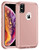 WOLLONY for iPhone Xs Max Case,3 Layer Shockproof Drop-Proof Anti-Scratch Heavy Duty Protective Case for Apple iPhone Xs Max Non-Slip Hybrid TPU PC Bumper Cover (Pink)